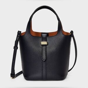 Mini Tulip Tote Black Handbag with Crossbody Strap